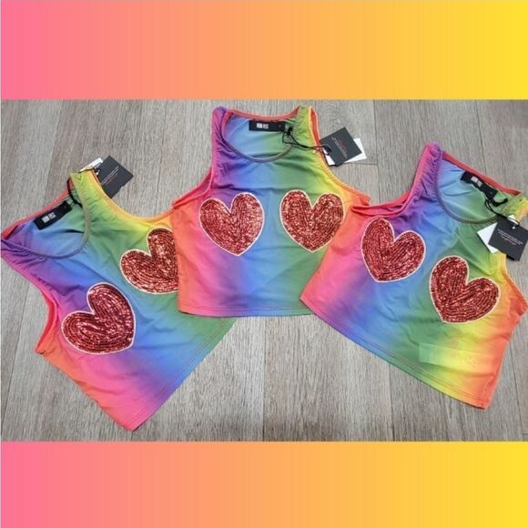 Iron Fist Heart Somewhere Mesh Crop Multicolor Tank Top Size S - Picture 2 of 13
